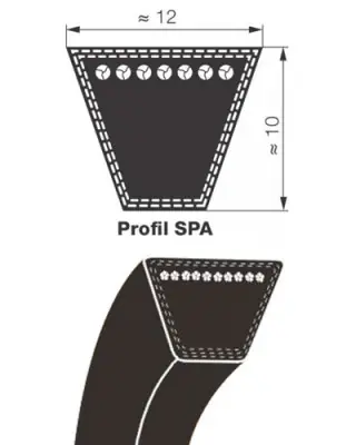 Originální Klínový řemen 12,5x1043 La-SPA 1025 Lw Rubena