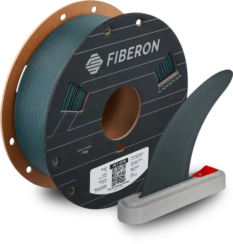 Sezónní Sleva Polymaker Fiberon™ PET-GF15 Dark Grey, 1,75 mm / 1000 g