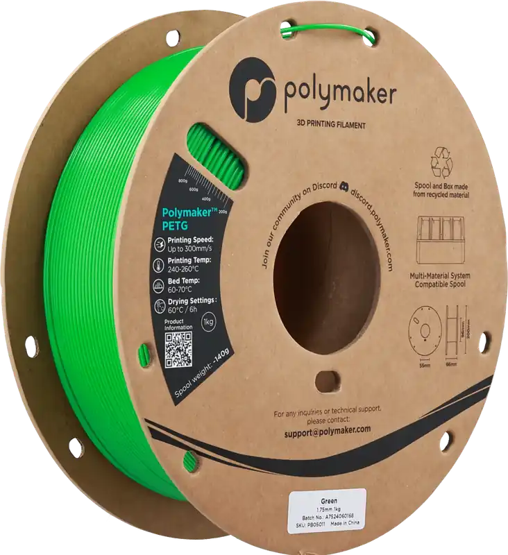 Časově Omezené Polymaker PETG Green, 1,75 mm / 1000 g