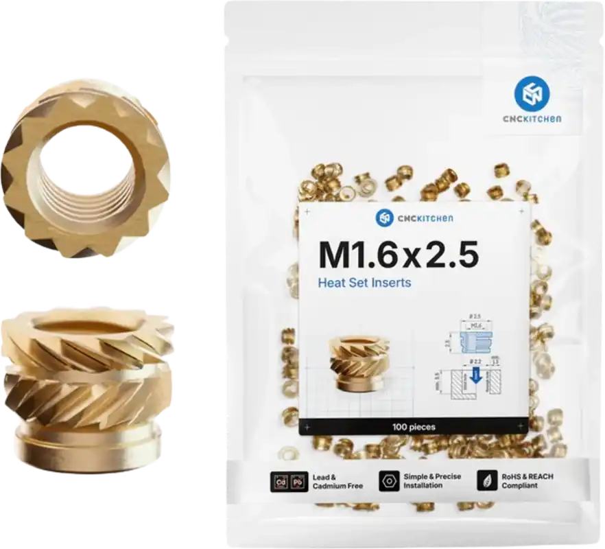CNC Kitchen Standardní závitová vložka M1, M1.6x2.5 Hit Sezóny