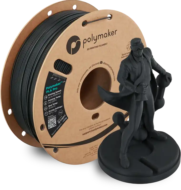 Nová Kolekce Polymaker PLA Pro Dark Grey, 1,75 mm / 1000 g