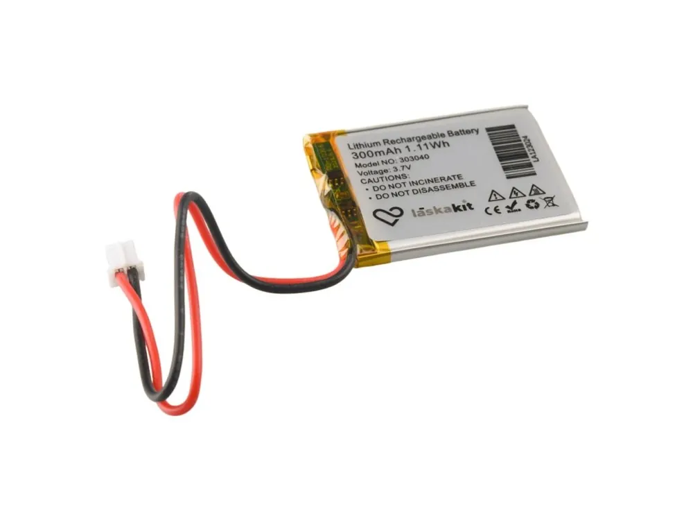 LaskaKit LiPol Baterie 303040 300mAh 3.7V JST-PH 2.0 Dokud Zásoby Vydrží