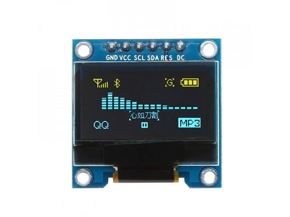 Zlevněný 0.96" 128x64 OLED displej, SPI, modro/žlutý