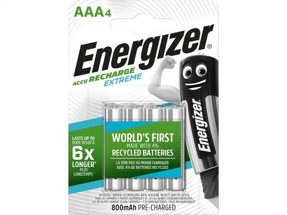 Energizer Recharge Extreme AAA 800mAh NiMH baterie 1.2V 4ks Poslední Šance