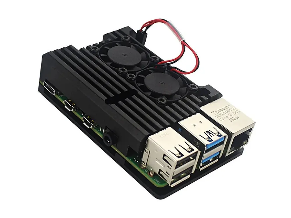 Hliníkový chladič pro Raspberry Pi 4B, aktivní, černý Novinka
