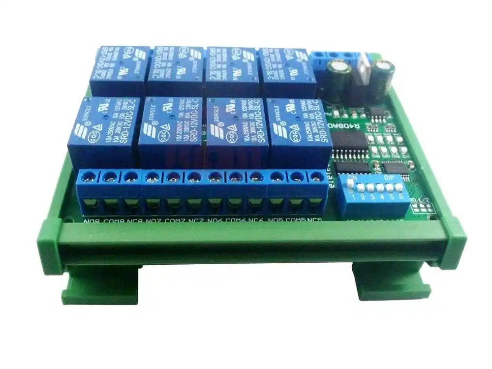 Super Cena 8-kanálů 12V relé modul 250VAC 10A, RS485, DIN