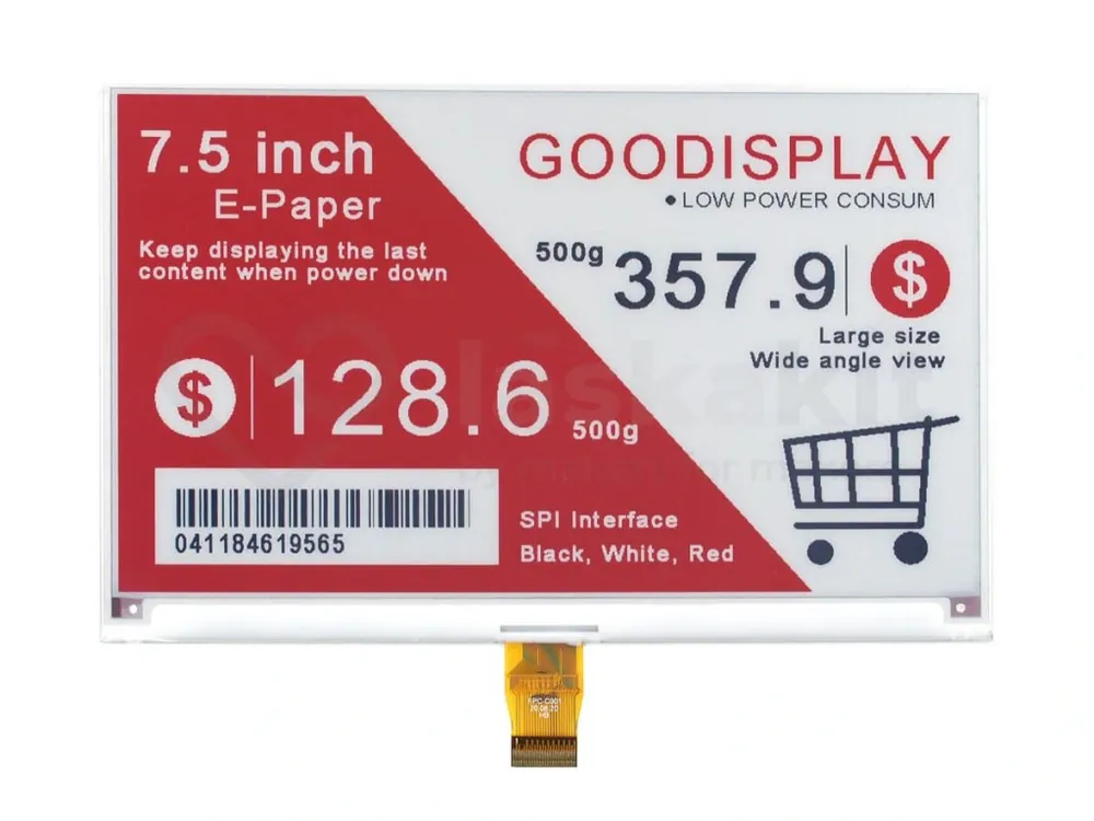 Good Display GDEY075Z08 7.5" 800x480 ePaper červený displej Super Cena