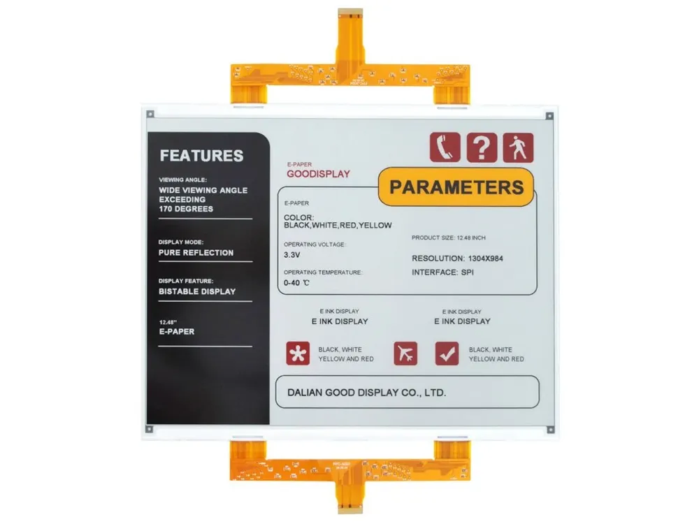 Good Display GDEY1248F51 12.48" 1304x984 ePaper displej 4 barvy Časově Omezené