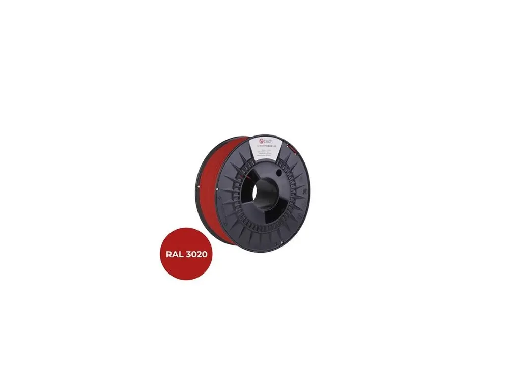 Filament C-TECH PREMIUM LINE, PLA, dopravní červená, RAL3020, 1,75mm, 1kg Speciální Cena
