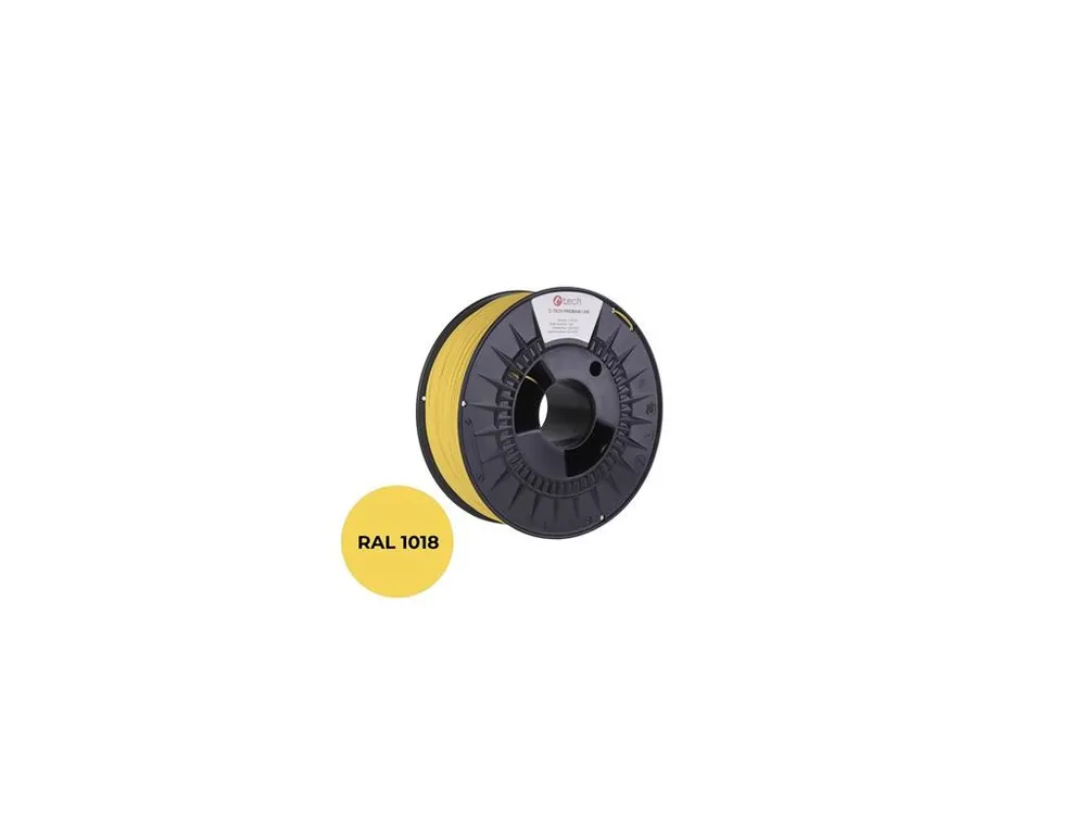 Novinka Filament C-TECH PREMIUM LINE, PETG, zinková žlutá, RAL1018, 1,75mm, 1kg