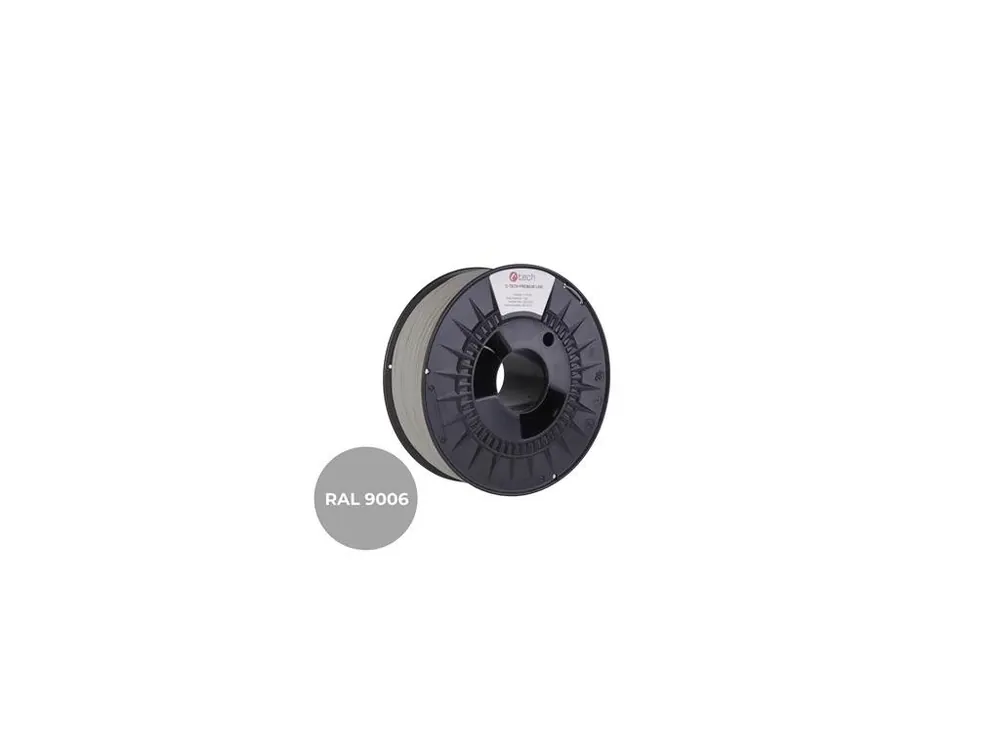 Horká Nabídka Filament C-TECH PREMIUM LINE, PETG, bílý hliník, RAL9006, 1,75mm, 1kg