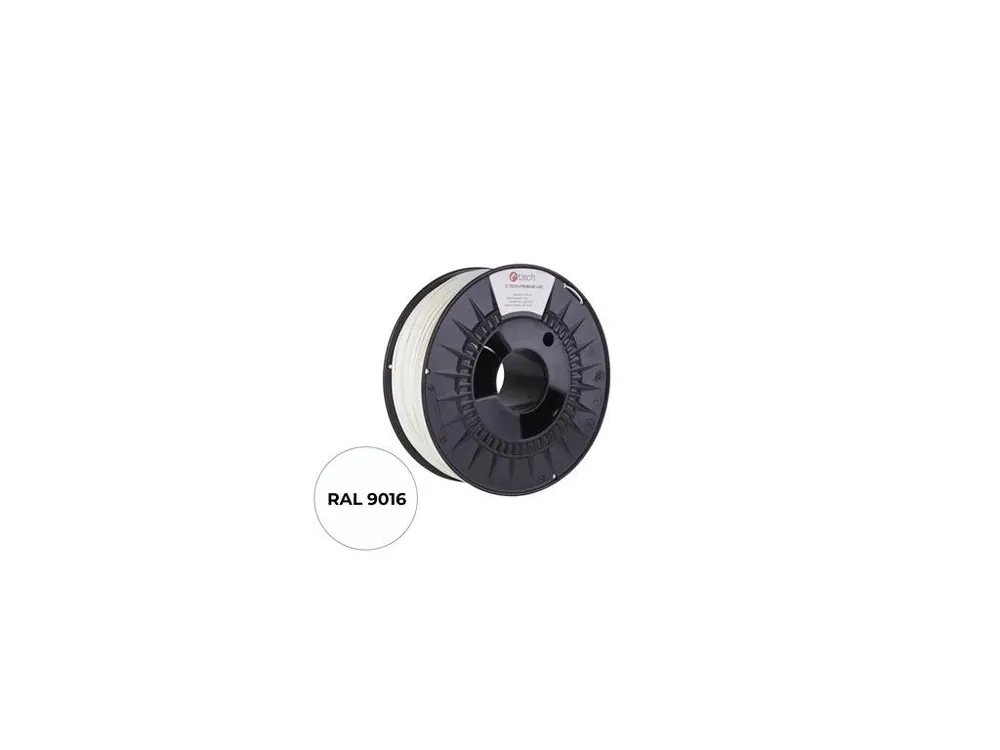 Filament C-TECH PREMIUM LINE, PETG, dopravní bílá, RAL9016, 1,75mm, 1kg Víkendová Akce