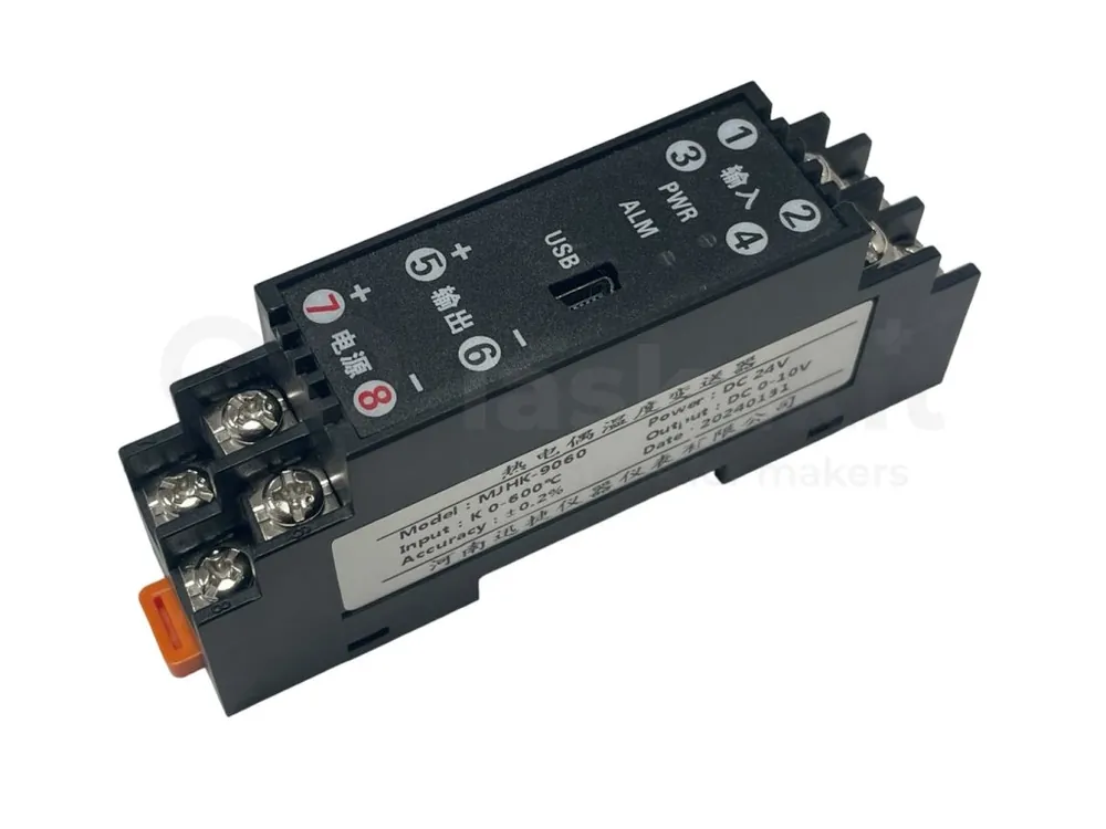 Odeslání Ihned Převodník MJHK-9060 pro termočlánek typu K 600C na DIN lištu, výstup 0-10v
