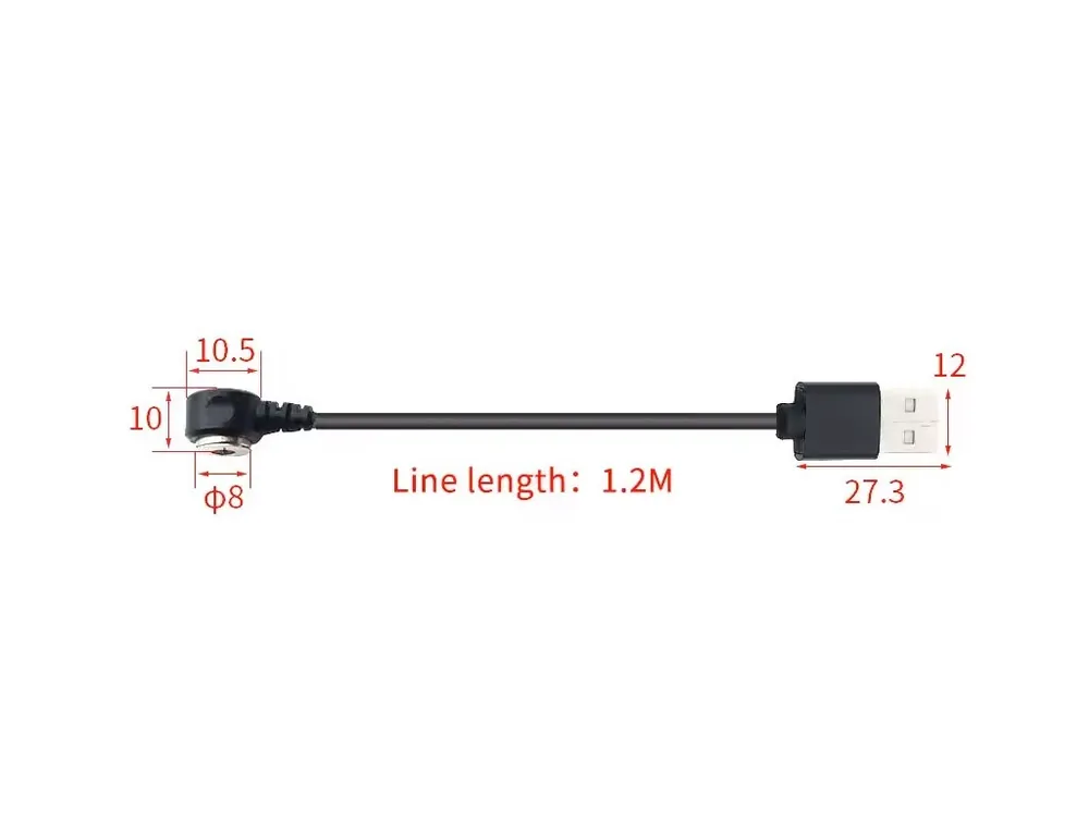 DIY magnetický napájecí kabel DC-15A-CX Female 8mm do USB-A 1.2m Vrácení Zdarma