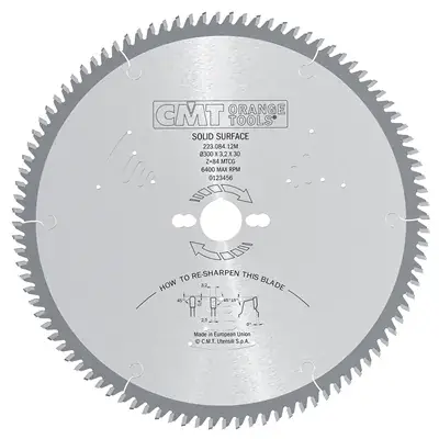 CMT Chrome Shield Pilový kotouč pro Corian a silnostěnné plasty - D250x3,2 d30 Z72 HW Omezená Nabídka
