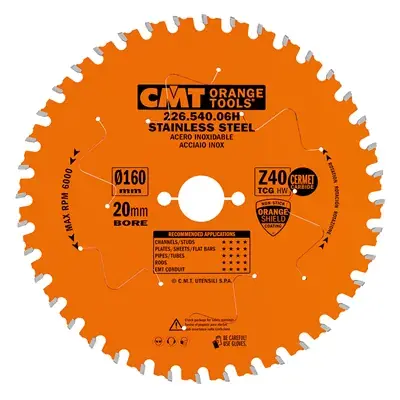 CMT Industrial Pilový kotouč na nerez ocel - D160x1,8 d20 Z40 HW Finální Výprodej