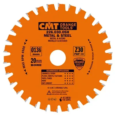 CMT Industrial Pilový kotouč na železo - D136x1,5 d20 Z30 HW Speciální Cena