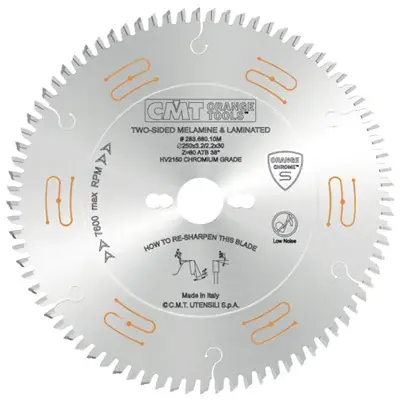 Hit Sezóny CMT Orange Chrome Pilový kotouč na lamino bez předřezu - D250x3,2 d30 Z80 HW