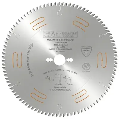 CMT Orange Chrome Pilový kotouč na lamino, DTD a MDF - D300x3,2 d30 Z72 HW Pouze Dnes
