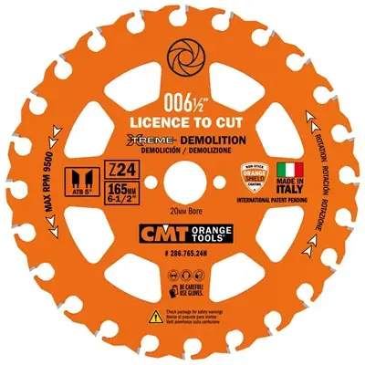 Originální CMT XTreme Pilový kotouč na demoliční práce - D165x2,3 d20 Z24 HW